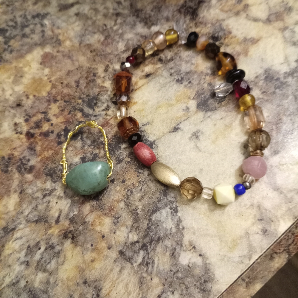 Multicolor Beaded Bracelet and Ring Set